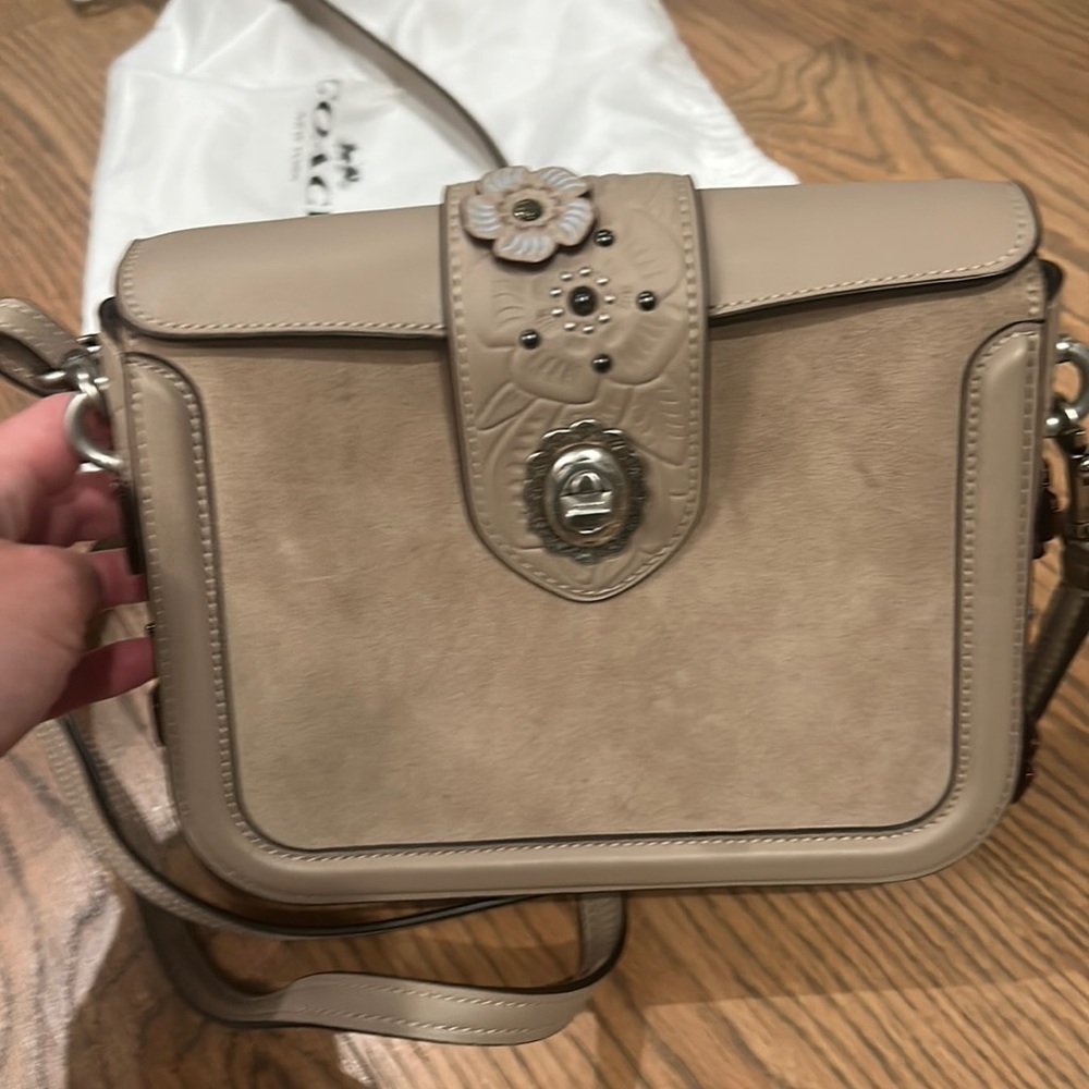 Like new, used once suede and leather coach bag
